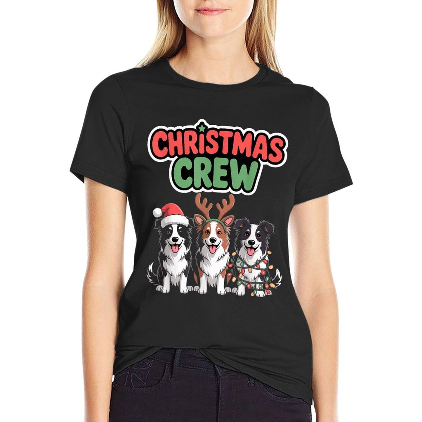 Christmas Crew Xmas Puppy Dog Funny Christmas Border Collie  Tagless Design T-Shirt