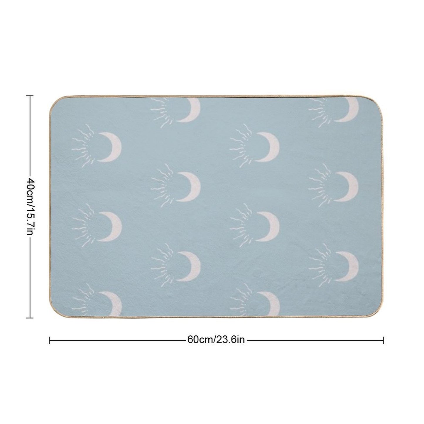 Cute Sun And Moon Design Boho Aesthetic In Muted Colors Sky Blue  Rapid-Drying Bath Mat
