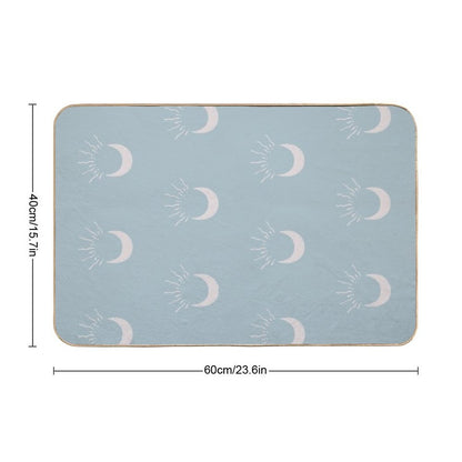 Cute Sun And Moon Design Boho Aesthetic In Muted Colors Sky Blue  Rapid-Drying Bath Mat