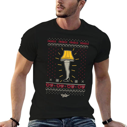 A Christmas Story Fragile Leg Lamp Sweater Print Xmas Movie  Stretchy T-Shirt