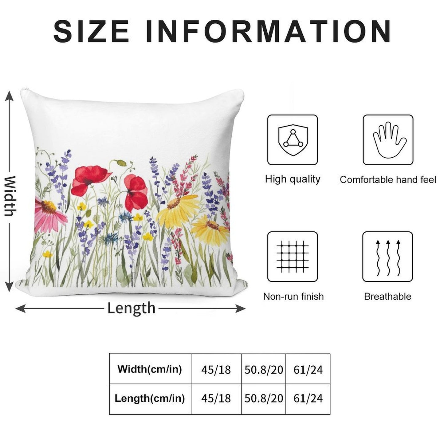Wildflower Meadow Soft Anti-Pilling Throw Pillow