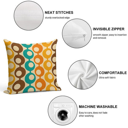 Mid-Century MOD Circles Pattern Soft Durable Construction Throw Pillow