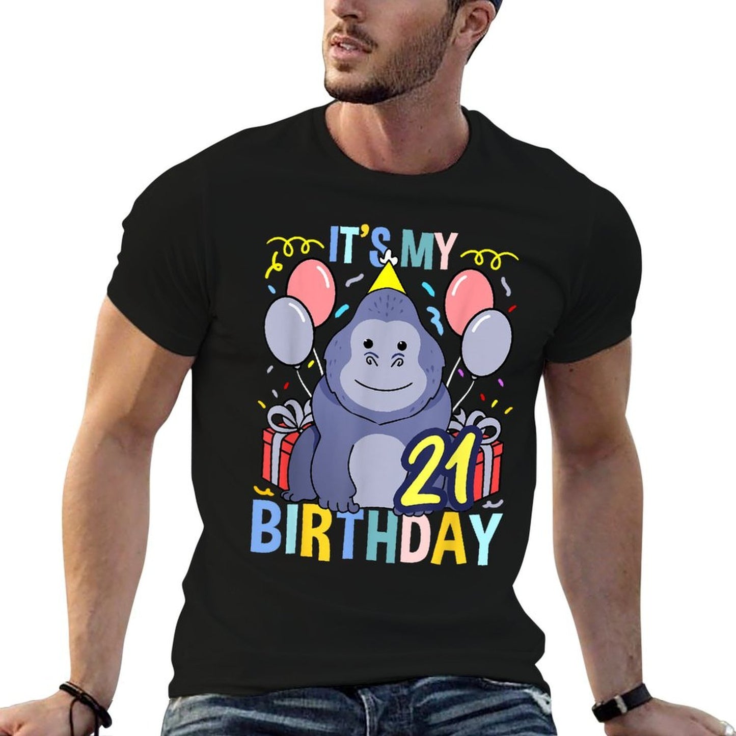 Its My 21st Birthday Gorilla Monkey  Summer-ready Fabric T-Shirt