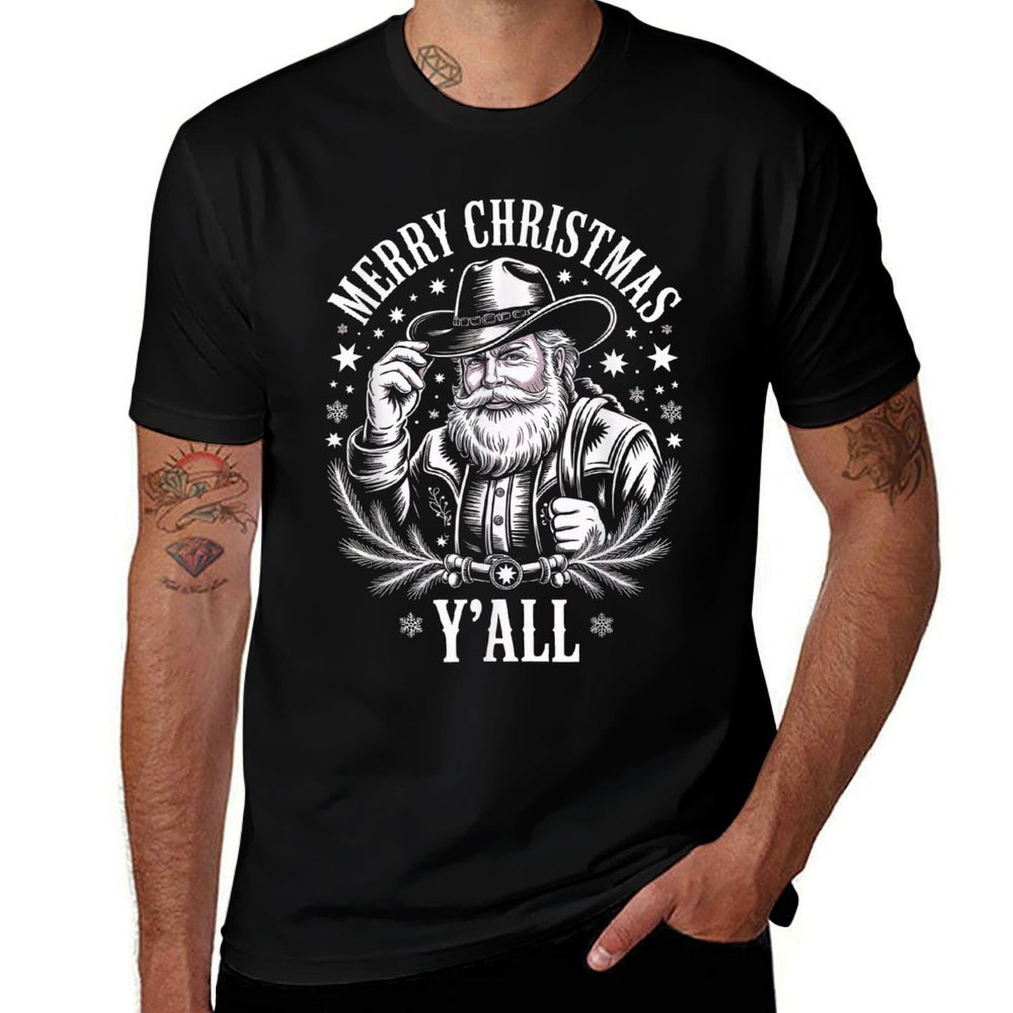 Cowboy Santa Claus Merry Christmas Yall Western Country  Classic T-Shirt