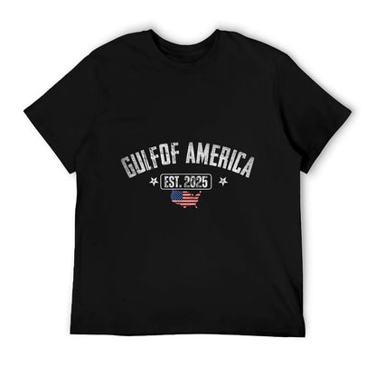 Gulf Of US America Est 2025 Vintage USA American Flag Men Easy-care T-Shirt
