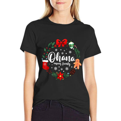 Ohana Means Family Christmas Holiday Matching Vacation  Durable T-Shirt