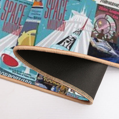 Tomorrowland Theme Park Vintage Ride Attraction Posters  Stain-Proof Bath Mat