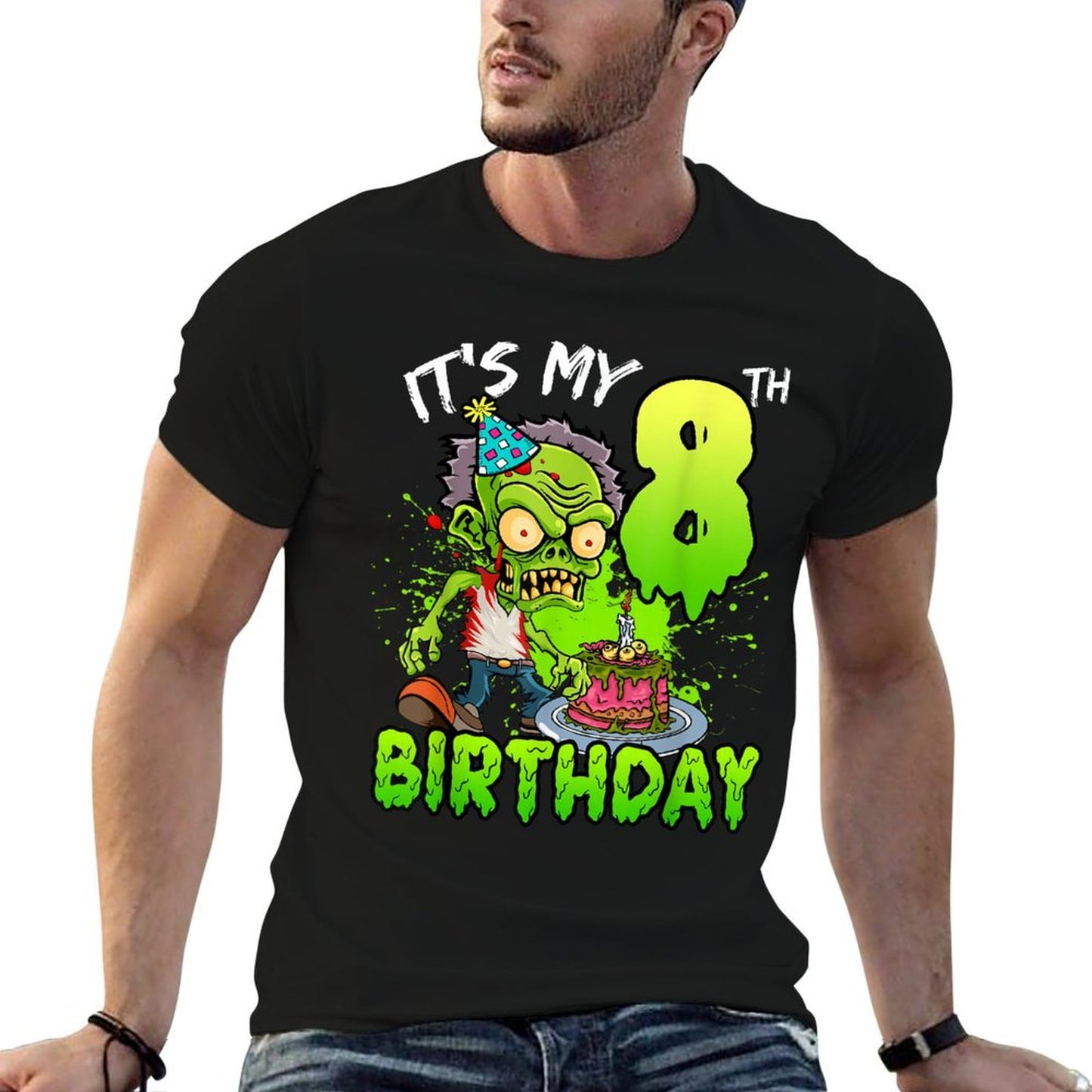 It's My 8th Birthday Zombie Lover 8 Year Old Boys Girls  Wrinkle-resistant T-Shirt