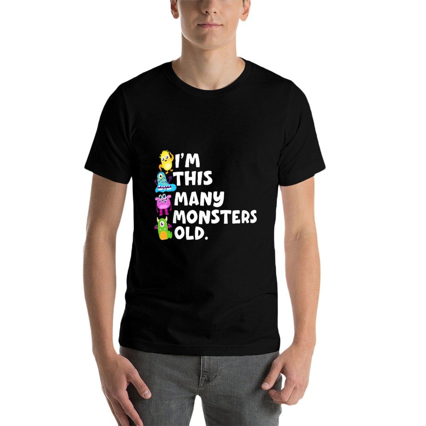 Kids I'm This Many Monsters Old 4 Four Year Old Kids 4th Birthday  Easy-care T-Shirt