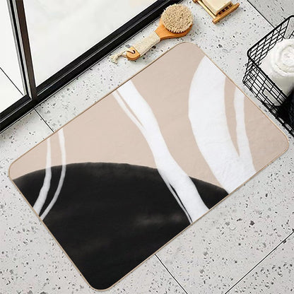 Black And White Scandinavian Abstract  Easy To Clean Bath Mat