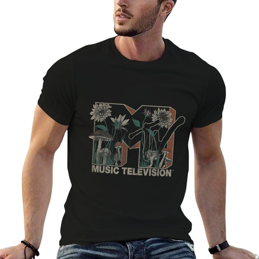 MTV Music Television Wild Flower Mushrooms MTV Logo Comfortable T-Shirt