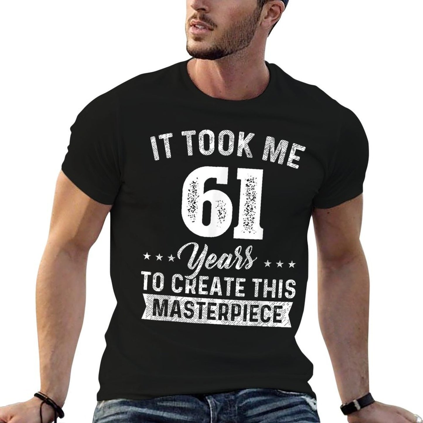 It Took Me 61 Years Masterpiece 61st Birthday 61 Years Old  Ribbed Collar T-Shirt