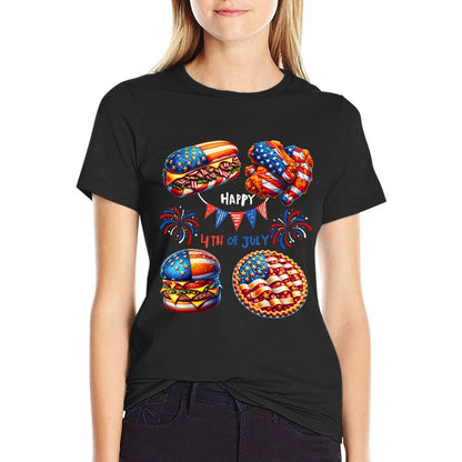 Philly Cheesesteak Buffalo Wings Cheeseburger 4July USA  Graphic-printed T-Shirt