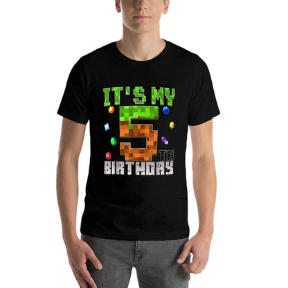 Birthday Boy It's My 5th Birthday Video Game Pixel  Moisture-wicking T-Shirt