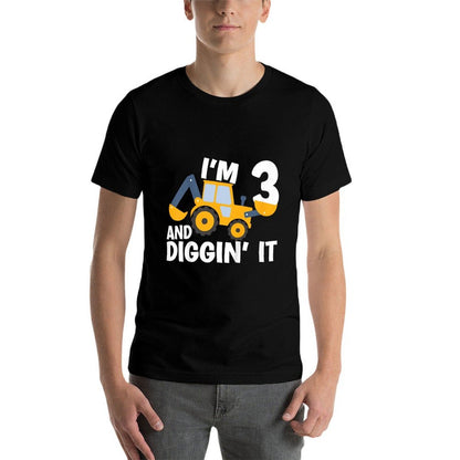 I'm 3 And Digging It Construction Excavator 3rd Birthday Comfortable T-Shirt