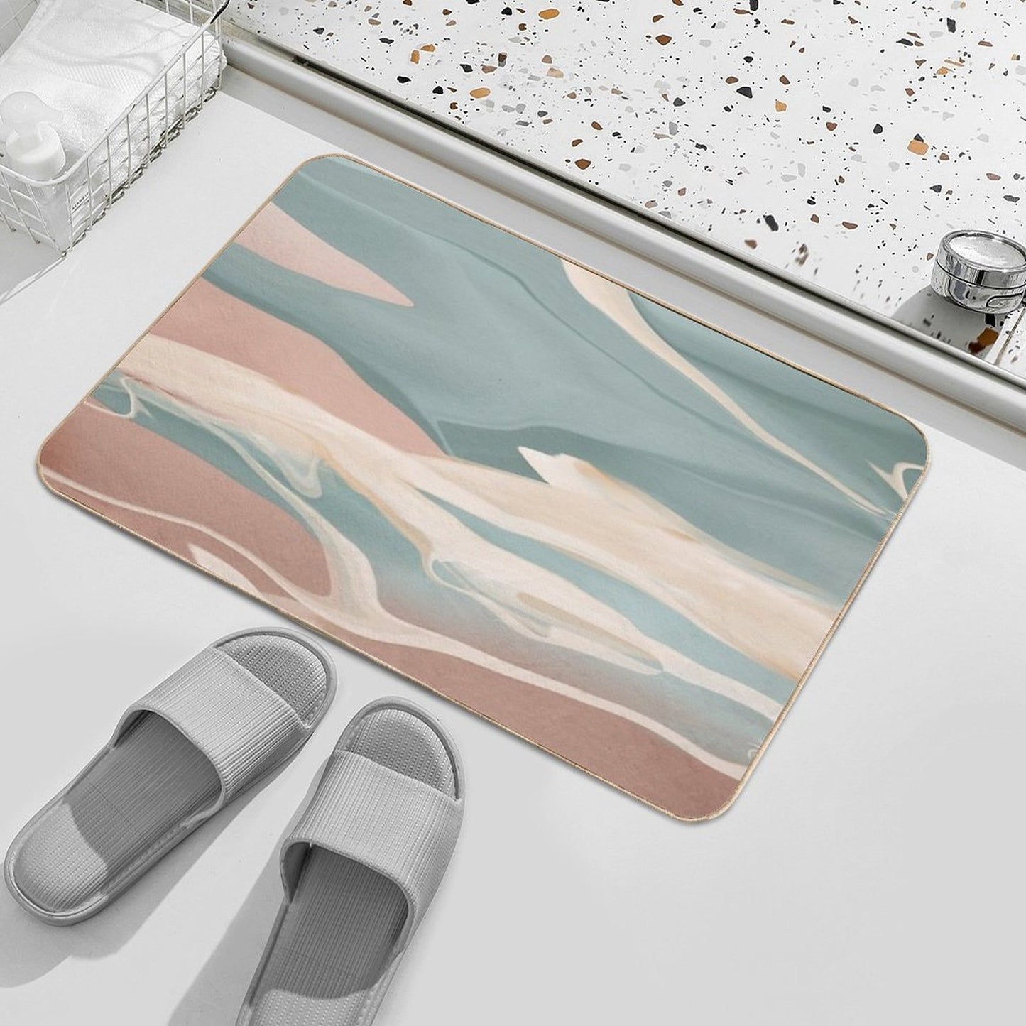 Minty Waves Abstract  Anti-Trip Bath Mat