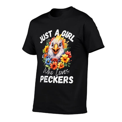 Just A Girl Who Loves Peckers Funny Chicken  Eco-friendly Material T-Shirt