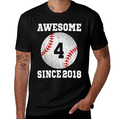 4th Birthday Baseball Player 4 Years Old Vintage Retro  Odor-resistant T-Shirt
