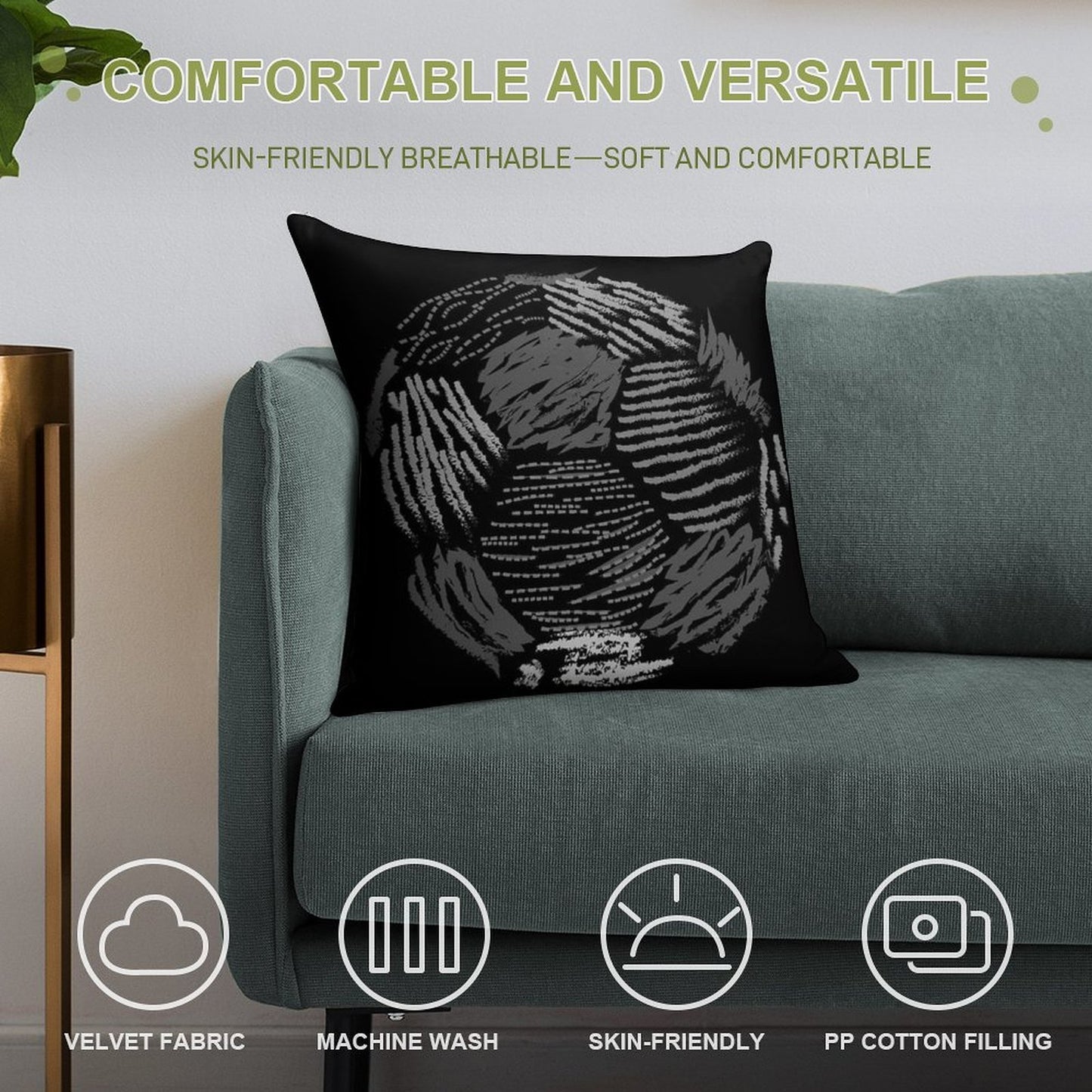 Soccer Ball Soft Fade-Resistant Throw Pillow