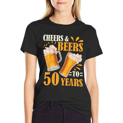 Cheers And Beers To 50 Years Funny 50th Birthday Drinker  Moisture-wicking T-Shirt
