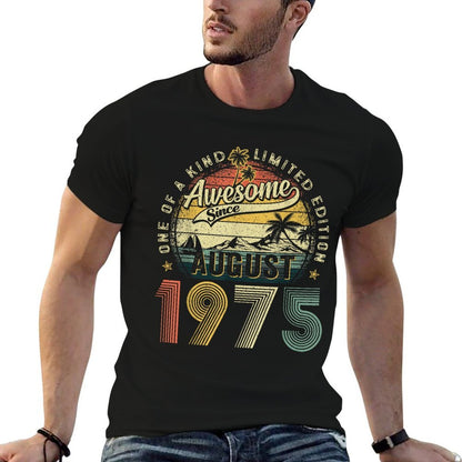 50 Years Old Vintage August 1975 Retro 50th Birthday Men Dad  Wrinkle-resistant T-Shirt