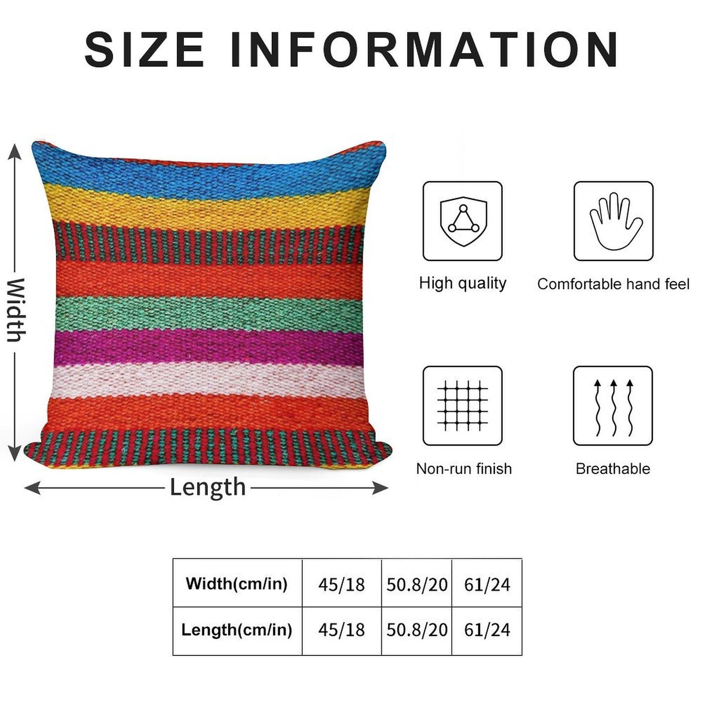 Peruvian Stripes Soft Durable Construction Throw Pillow