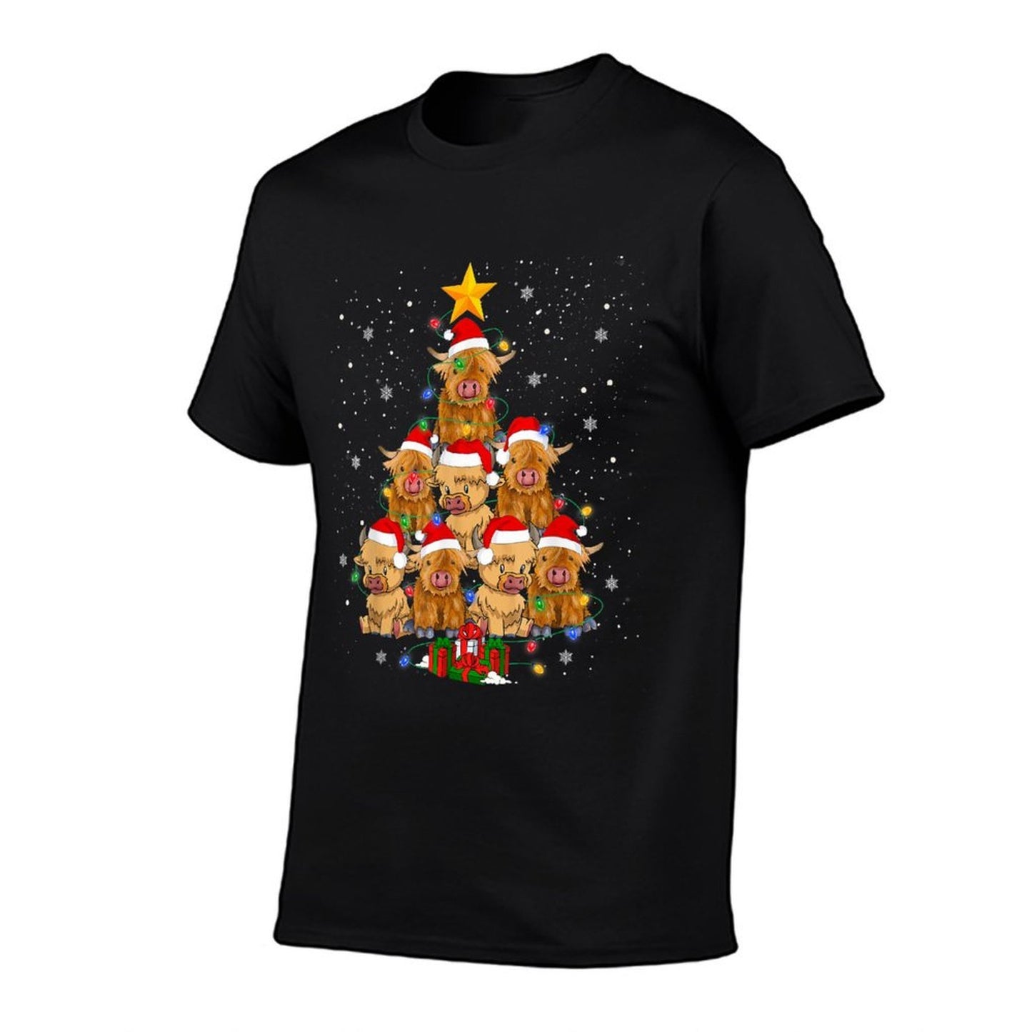 Scottish Highland Cow Christmas Tree Funny Cow Lover Xmas  Versatile T-Shirt