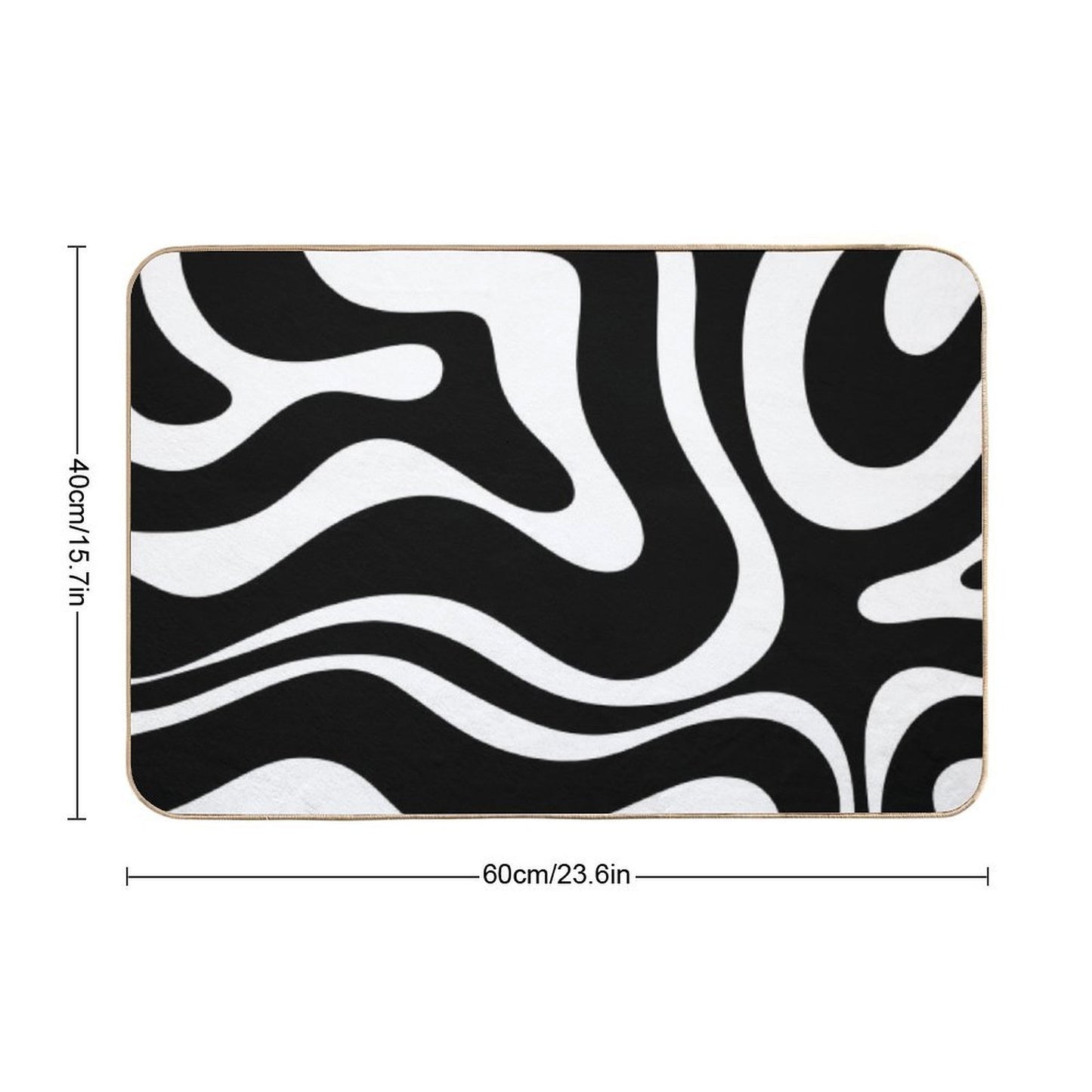 Retro Modern Liquid Swirl Abstract Pattern Square in Black And White  Easy Maintenance Bath Mat
