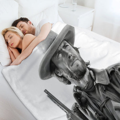 Clint Eastwood, Black And White, Vintage Cowboy Wall Art Easy Care Throw Blanket
