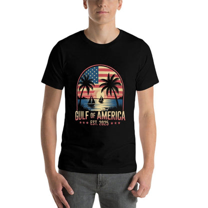 Retro Gulf Of USA America Est 2025 Gulf Mexico American Flag Polyester Blend T-Shirt