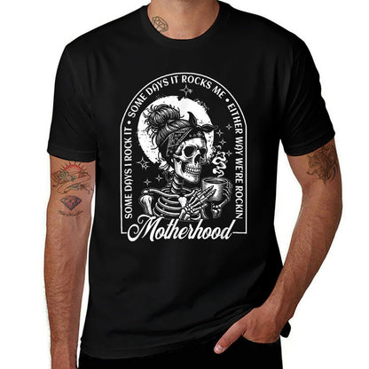 Motherhood Some Days I Rock It Some Days It Rocks Me Retro Comfortable T-Shirt