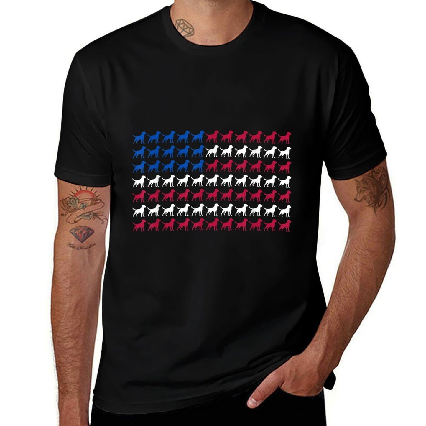 Labrador Retriever Patriotic American 4th Of July  Polyester Blend T-Shirt
