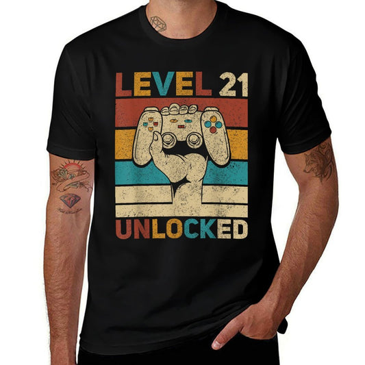 Level 21 Unlocked 21 Year Old Men Bday Outfit 21st Birthday  Versatile T-Shirt