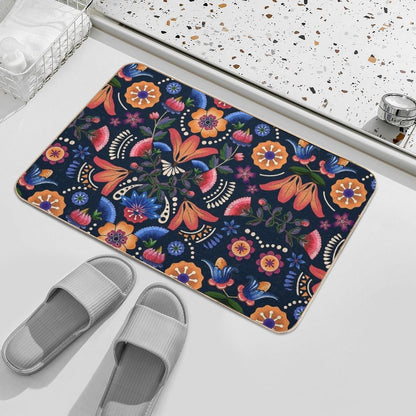 Mexican Ethnic Flower Pattern  Multi-Purpose Bath Mat