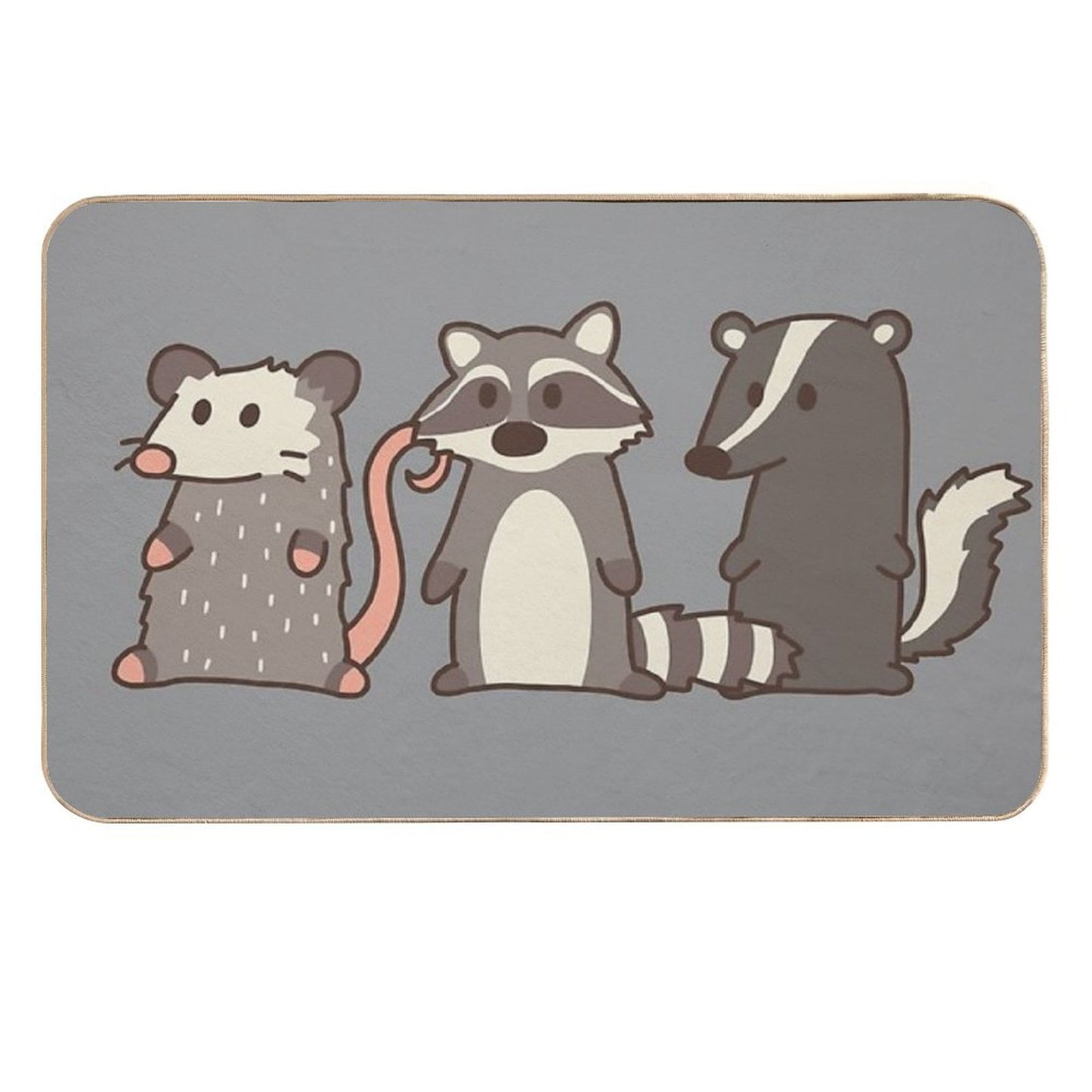Raccoon, Opossum & Skunk Woodland Friends  Absorbent Bath Mat