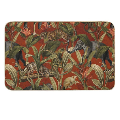 Red Vintage Tropical Jungle Botanical Garden Pattern Nightgarden  Eco-Friendly Bath Mat
