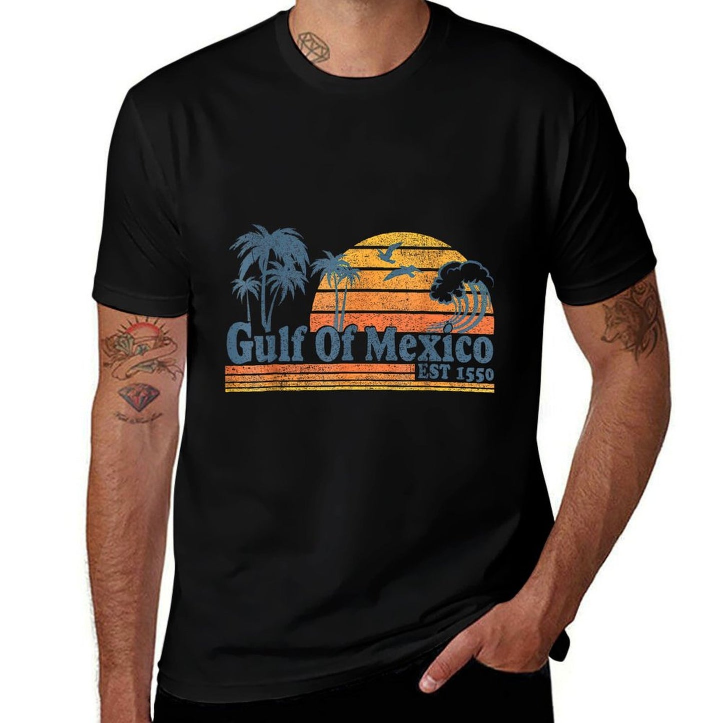 Gulf of Mexico Est 1550 Retro Vintage Beach Gulf of Mexico Odor-resistant T-Shirt