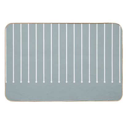 Muted Bluish Gray White Minimal Stripe Polka Dot Pattern Pairs Valspar 2023 COTY Blue Arrow 5001-3C  Easy Maintenance Bath Mat