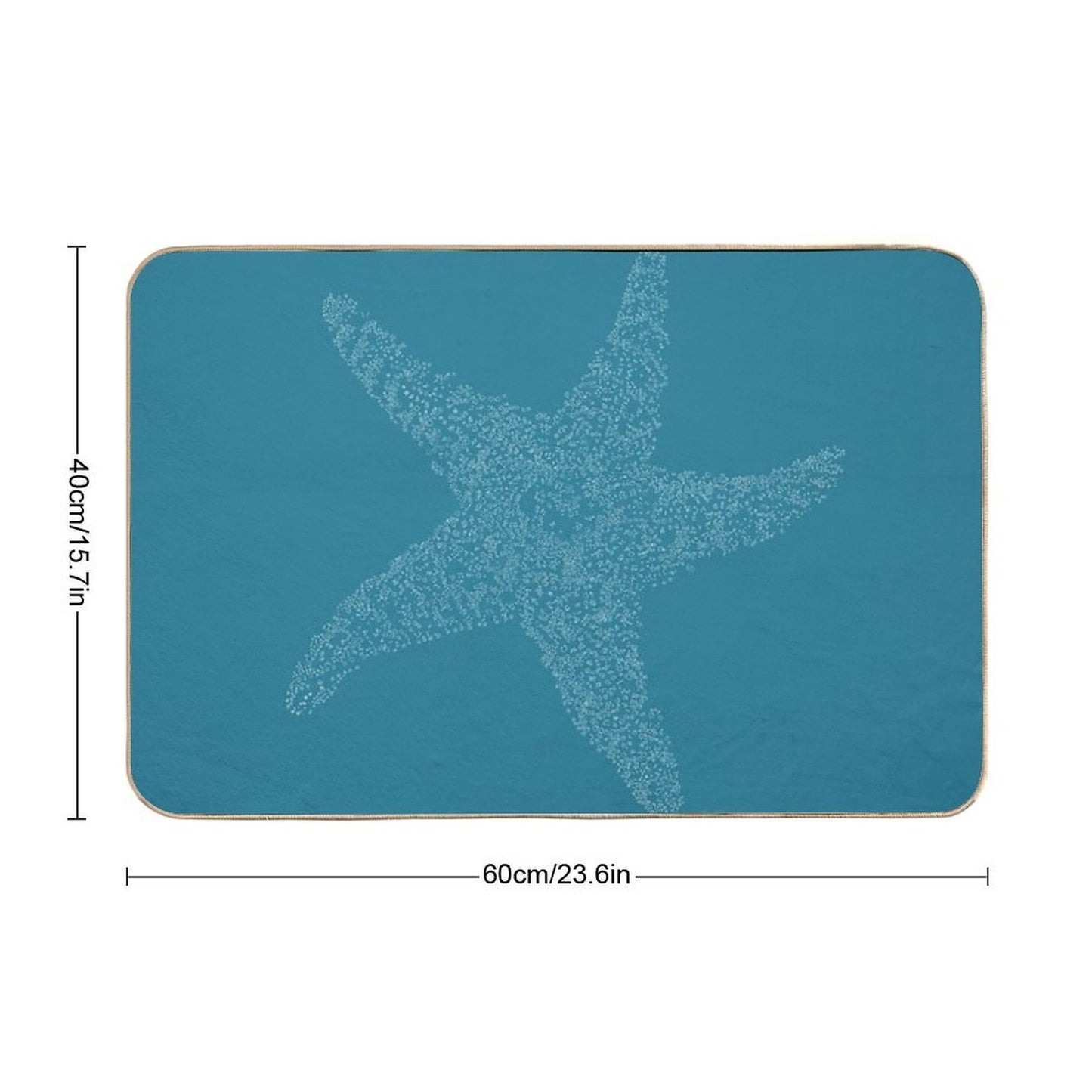 Starfish Bliss - White on Dark Teal  Non-Slip Bath Mat