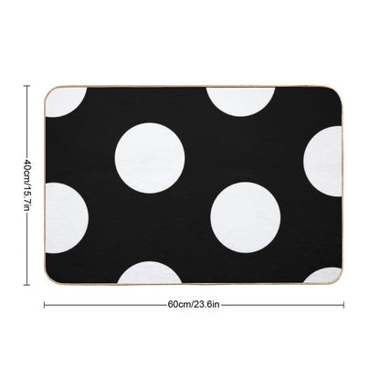 Black And White Polka Dot Design  Absorbent Bath Mat