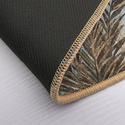 ANTIQUE ROMAN  WALL PAINTINGS,FLYING BIRD, BLUE SKY AND FRUIT TREES ,GREEN FLORAL  Easy Maintenance Bath Mat