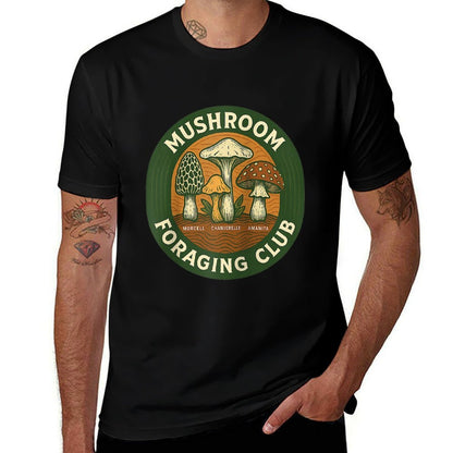 Mushroom Foraging Club Retro Badge Illustration Raglan Baseball  Polyester Blend T-Shirt