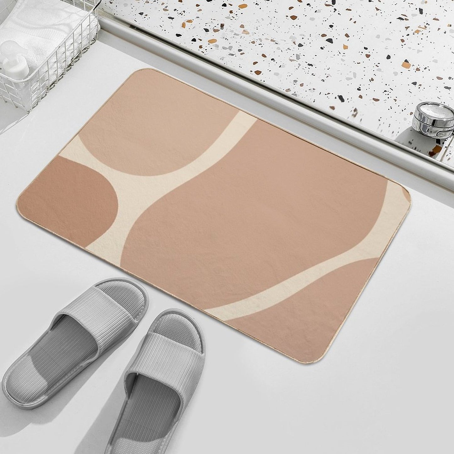 Minimal Modern  Abstract Shapes Pastel Pink  Stone Pattern  Eco-Friendly Bath Mat