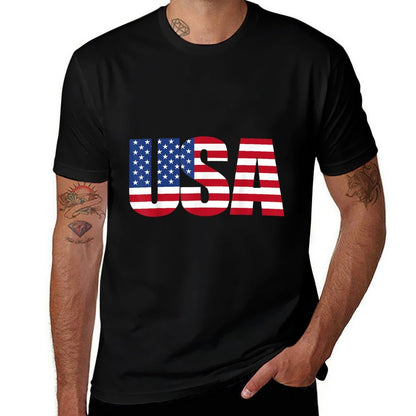 USA Patriotic American Flag For Men Women Kids Boys Girls US  Stretchy T-Shirt