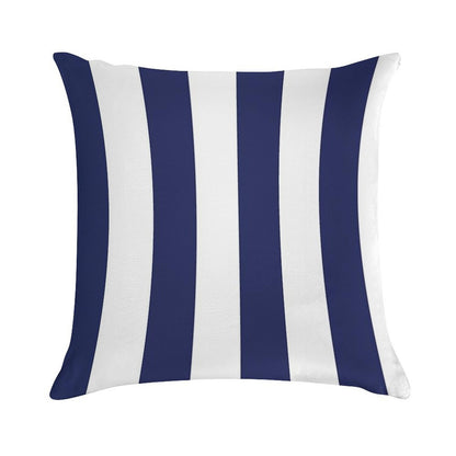 Navy Blue And White Stripes, Vertical Awning Stripes Soft Skin-Friendly Throw Pillow