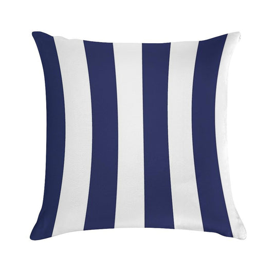 Navy Blue And White Stripes, Vertical Awning Stripes Soft Skin-Friendly Throw Pillow