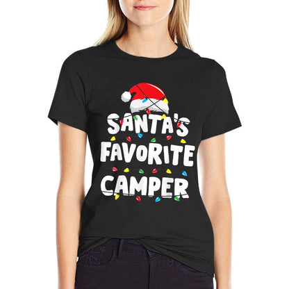 Camper Camping Christmas Santas Favorite Funny Xmas  Trendy Pattern T-Shirt