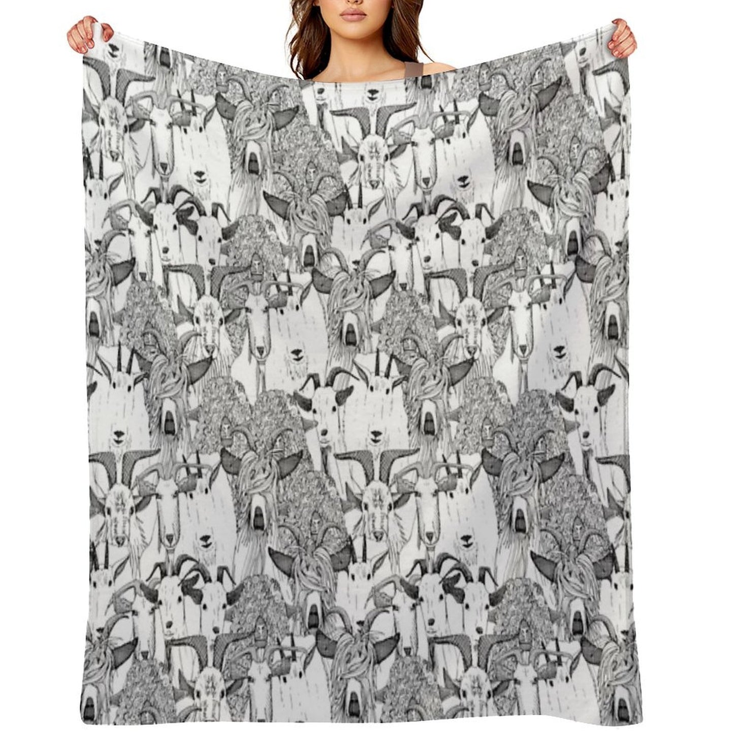 Just Goats Black White Durable Throw Blanket