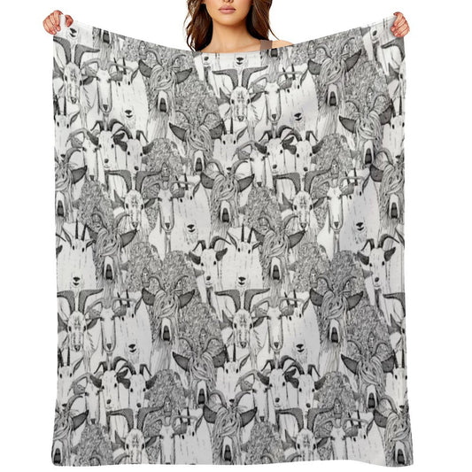 Just Goats Black White Durable Throw Blanket