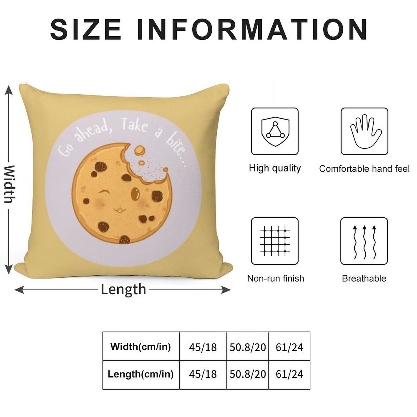 Collection Go Ahead, Take A Bite... – Cookie Soft Short Plush Fabric Throw Pillow